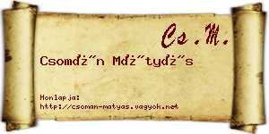 Csomán Mátyás névjegykártya